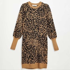 Loft Animal Jacquard Sweater Dress